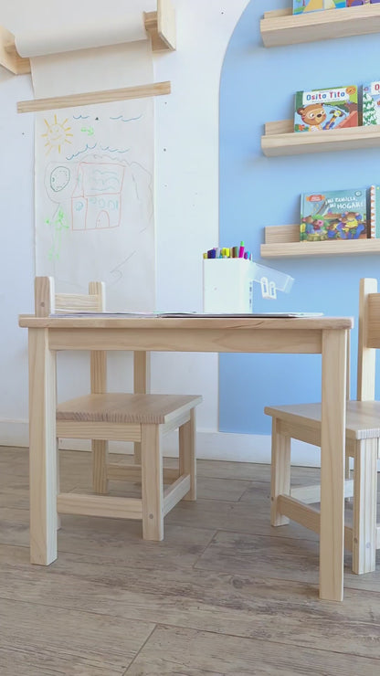 SET MESA CUADRADA NATURAL + 2 SILLAS